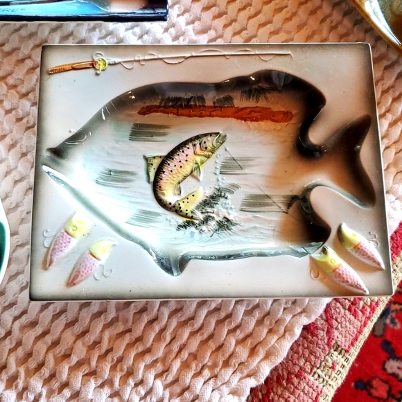 Japan Made Trout Fish Ashtray Other - 💥SOLD💥Occupied Japan Hand Crafted Trout Dish/Ashtray